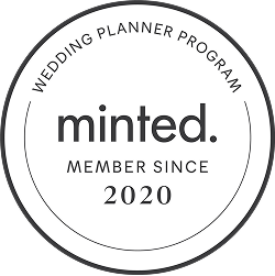 Minted logo with text indicating wedding planner program member since 2020