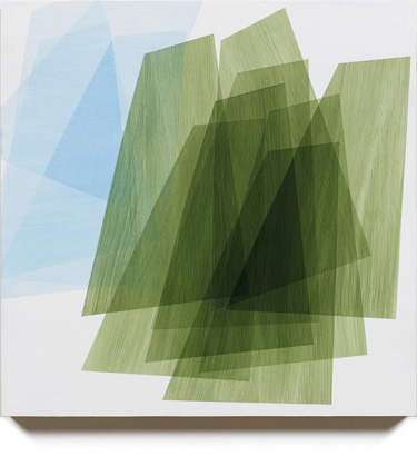Form Study (green + blue on white), 2013, 16x16