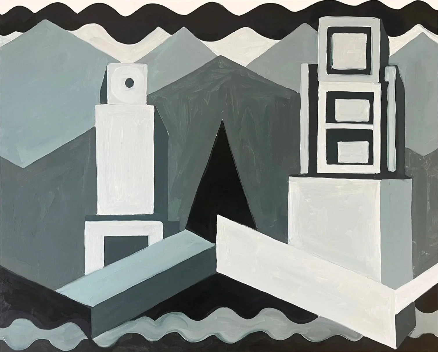 Buildings, oil on panel, 16" x 20", 2025