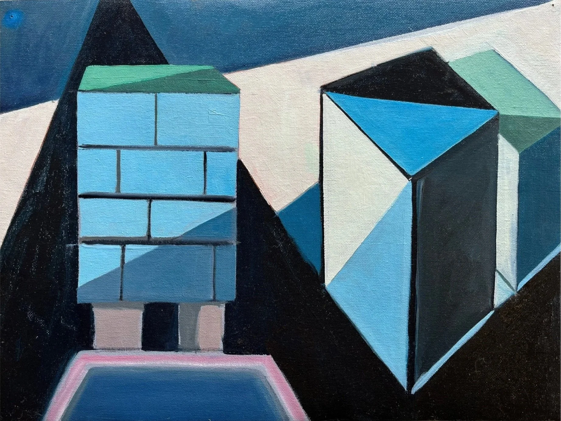 Buildings, oil on canvas paper, 9" x 12", 2025