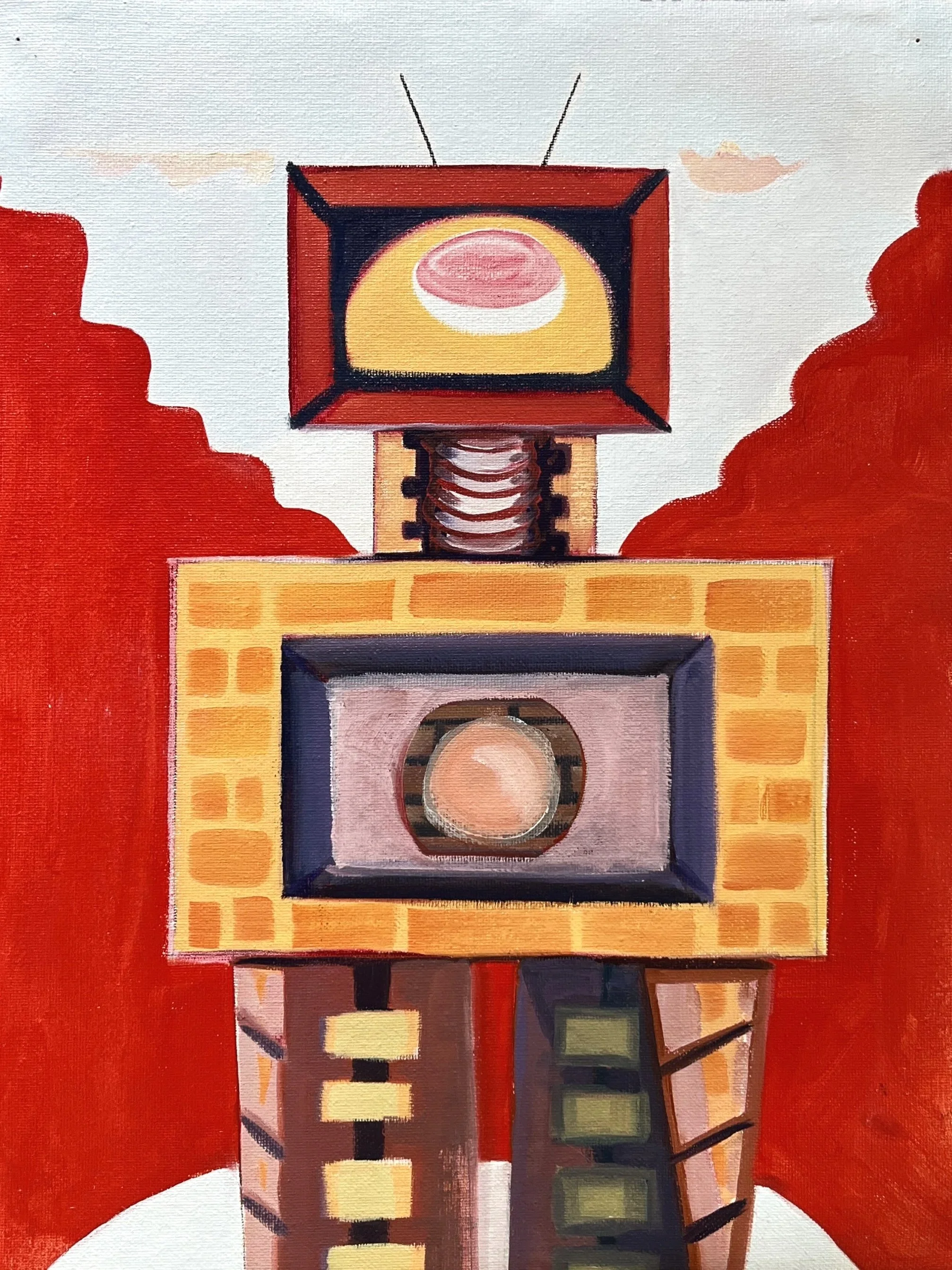 Robot, oil on canvas paper, 12" x 9", 2026