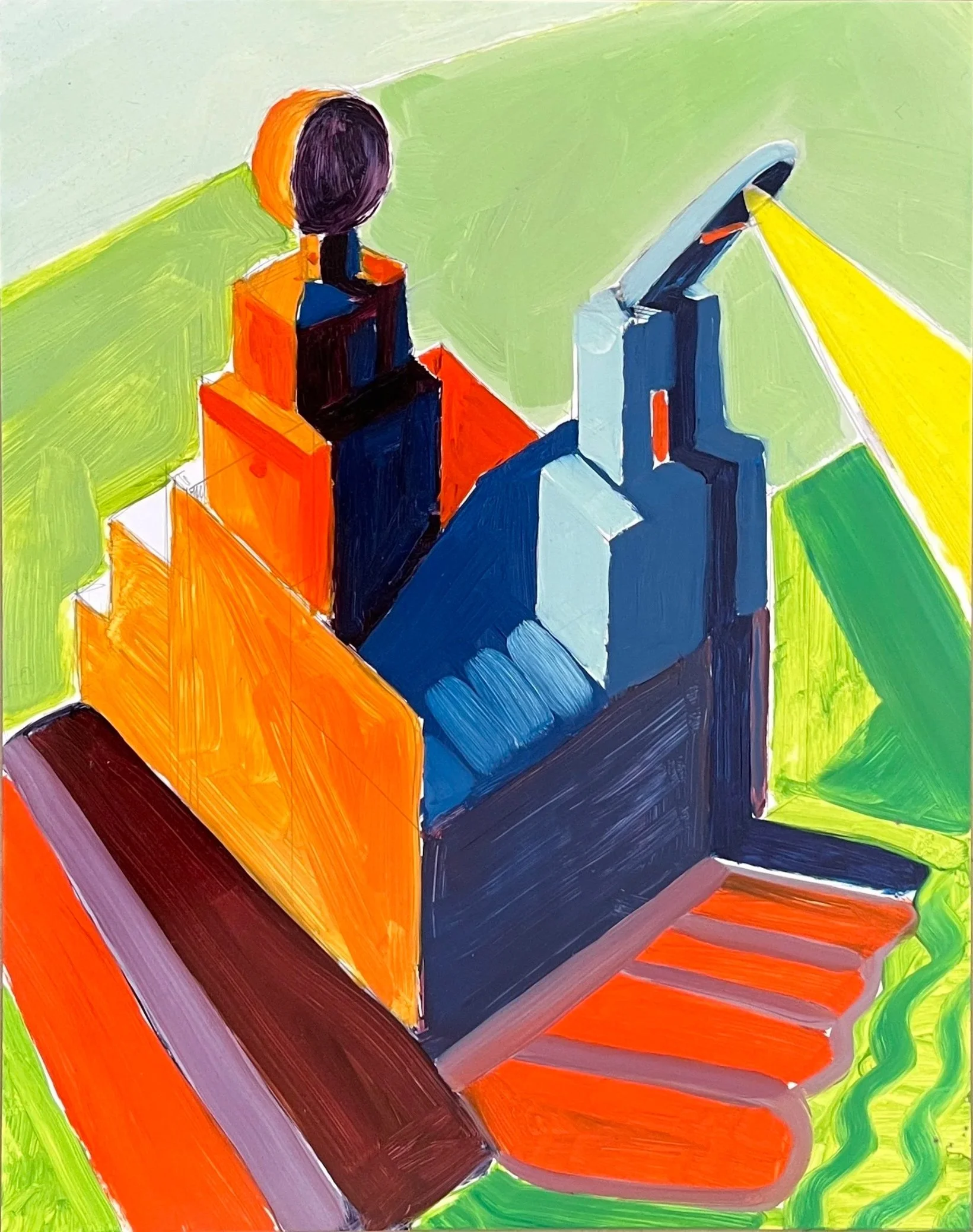 Buildings (Orange), oil on Yupo, 12" x 9", 2026