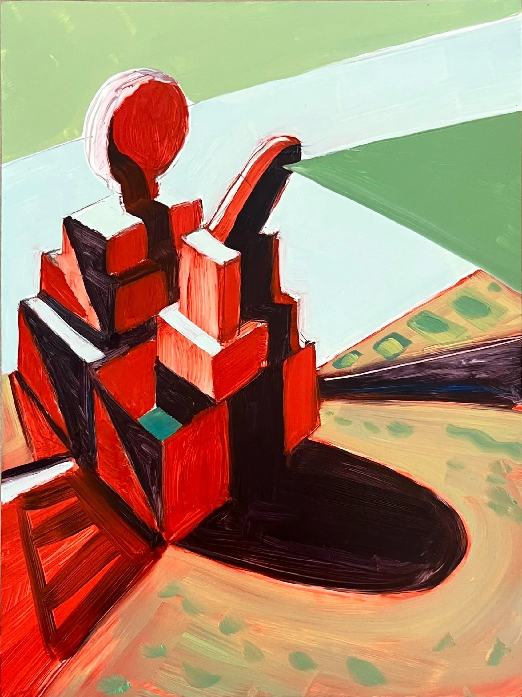 Buildings (Red), oil on Yupo, 9" x 6", 2026
