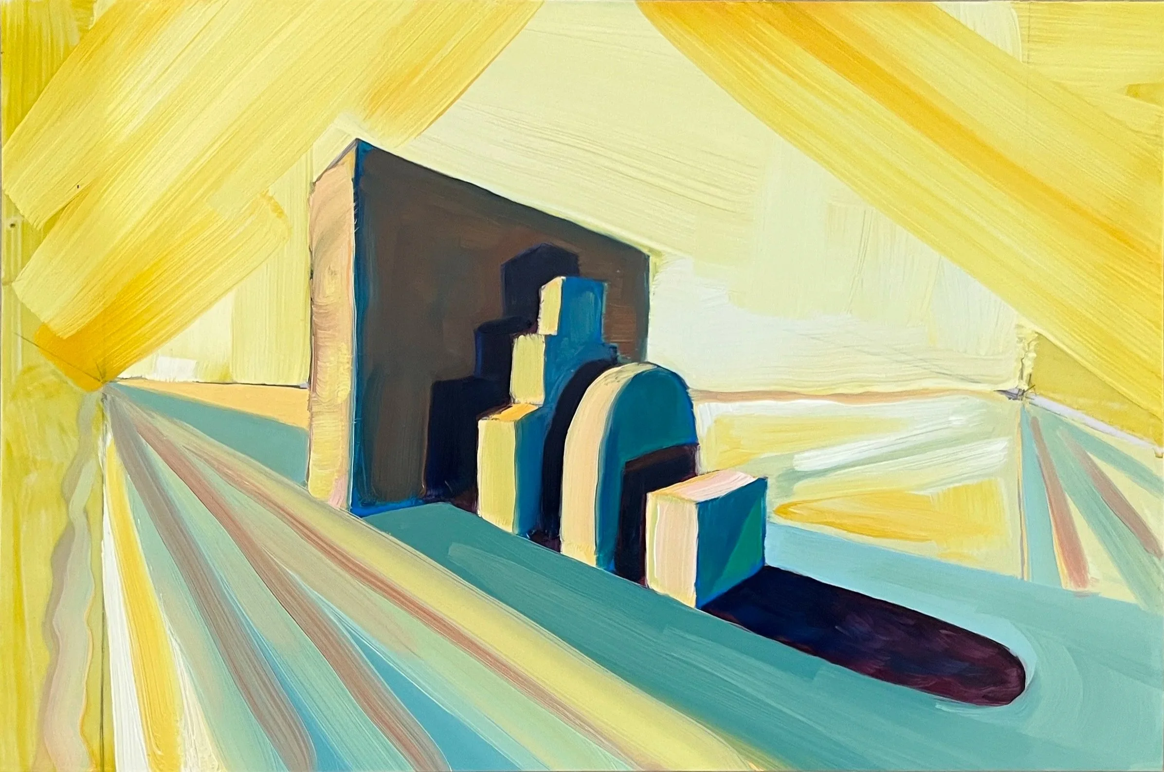 Buildings (Yellow), oil on Yupo, 6" x 8", 2026