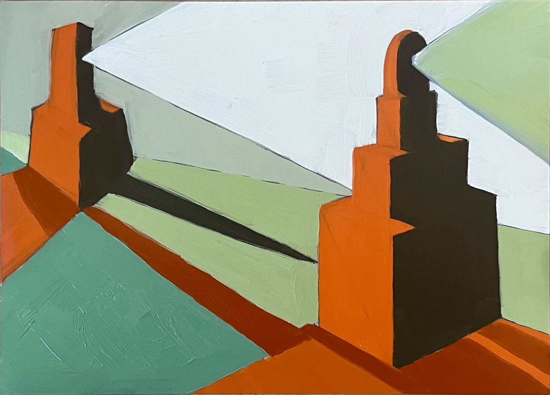 Buildlings (Orange), oil on Yupo, 6" x 8", 2026