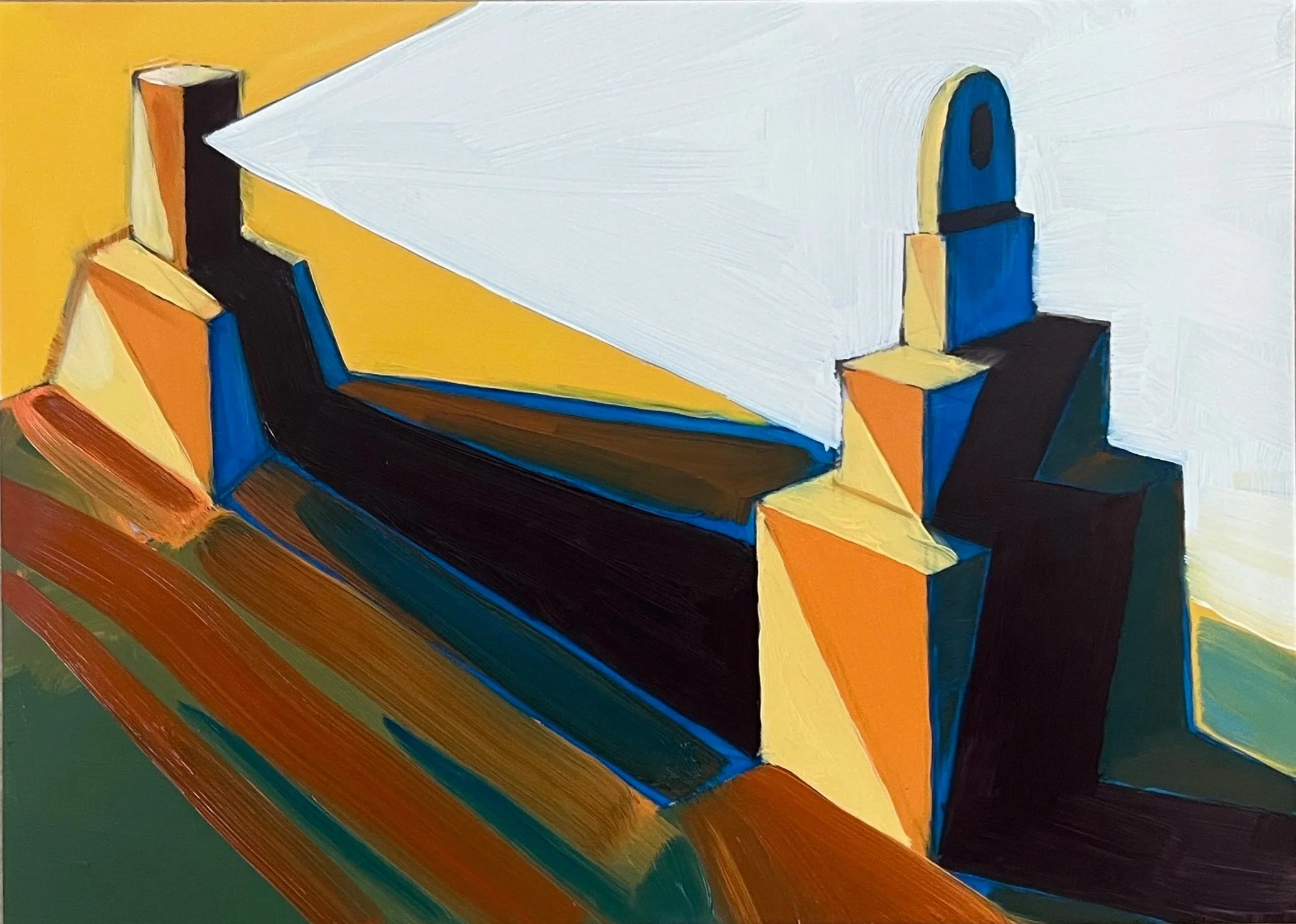 Buildings (Blue Shadow), oil on Yupo, 6" x 8", 2026