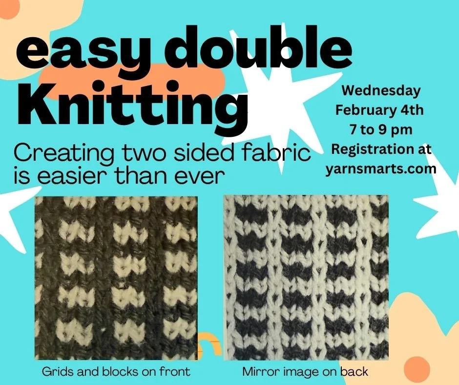 3rd of 4 weekly douible knittin workshops.