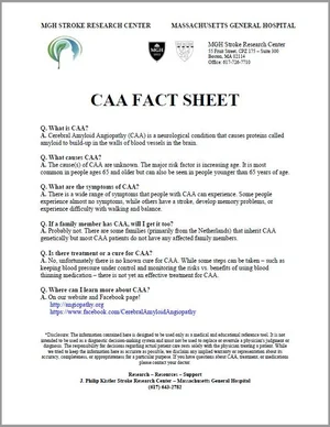 What is CAA? — Cerebral Amyloid Angiopathy