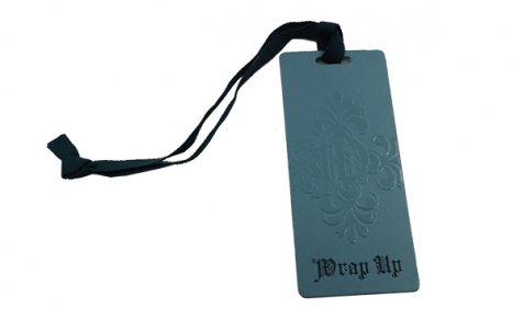Spot UV hang tag with satin tape