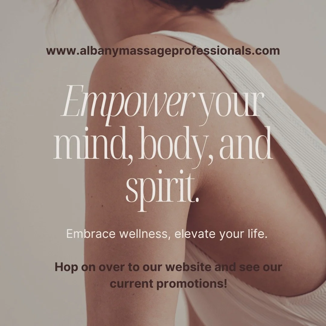 Visit our website, DM and call about our current promotions. We would love to have you visit us and feel the changes in your body and health! https://www.albanymassageprofessionals.com