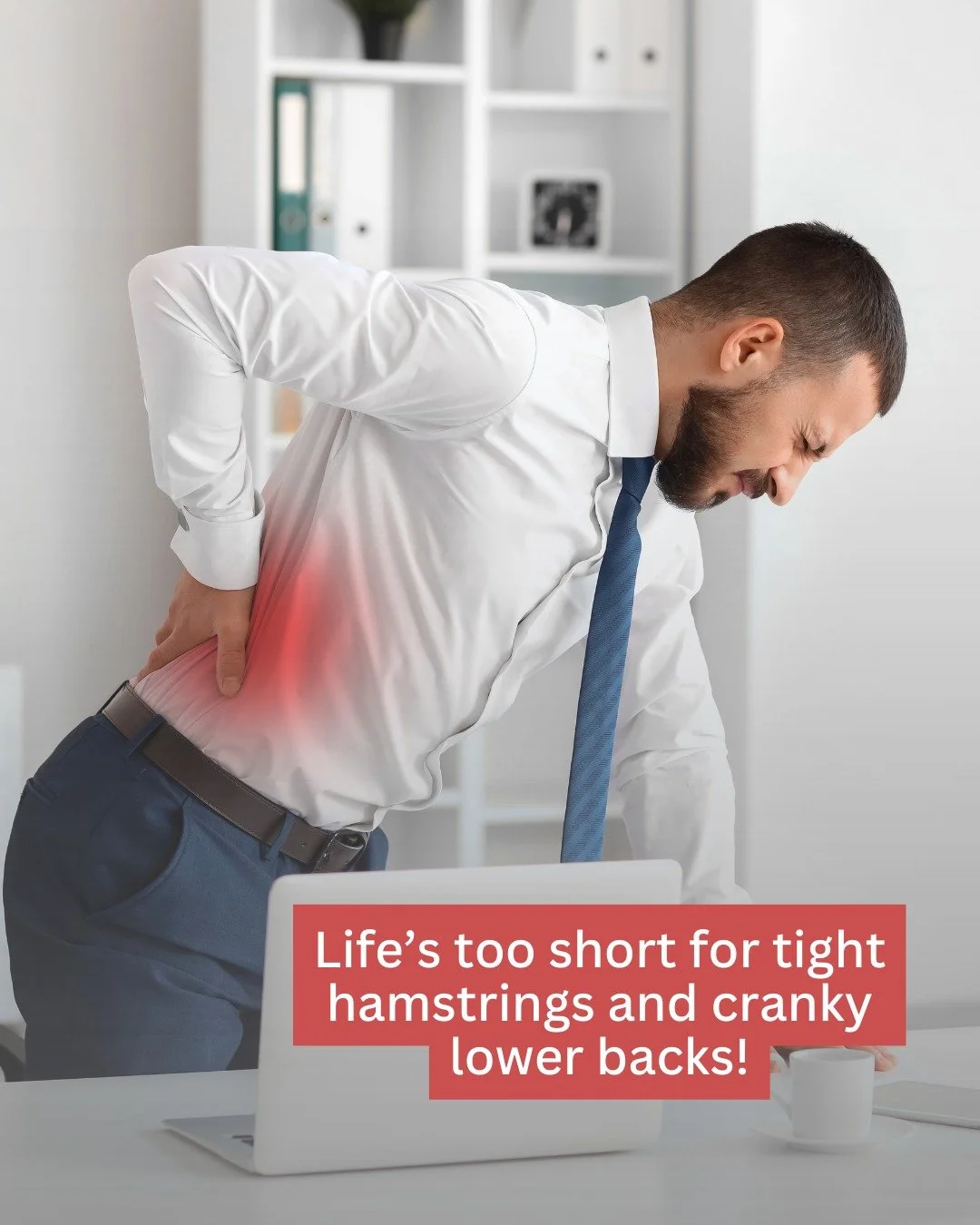 Sitting at a desk all day can be a DRAG on your body and how it functions when you are done with the work day. Hamstrings get shortened from sitting, which pull on the lower pelvis and causes the lower back to compensate just to keep you upright and 