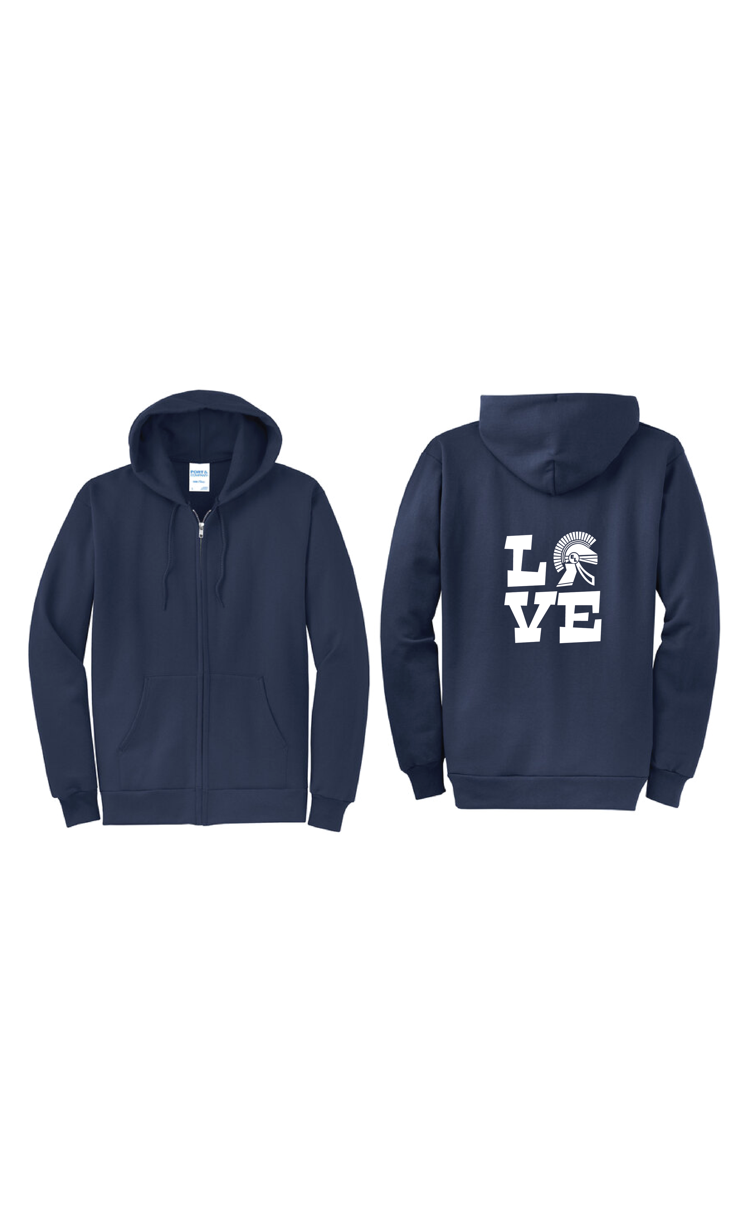 East Lansing High School LOVE zip up sweatshirts
