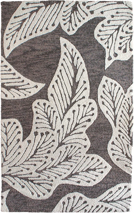 taupe botanical leaf rug