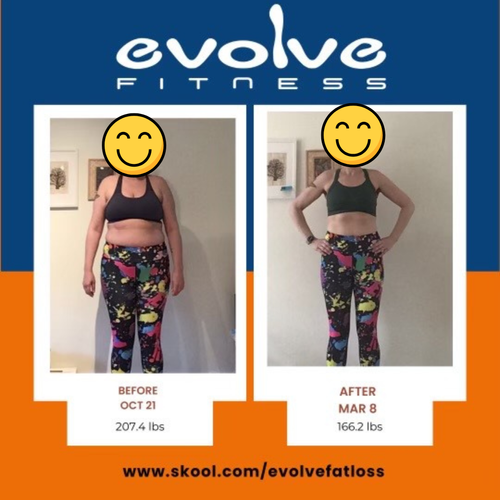 Ashley M — Evolve Fitness before and after transformation