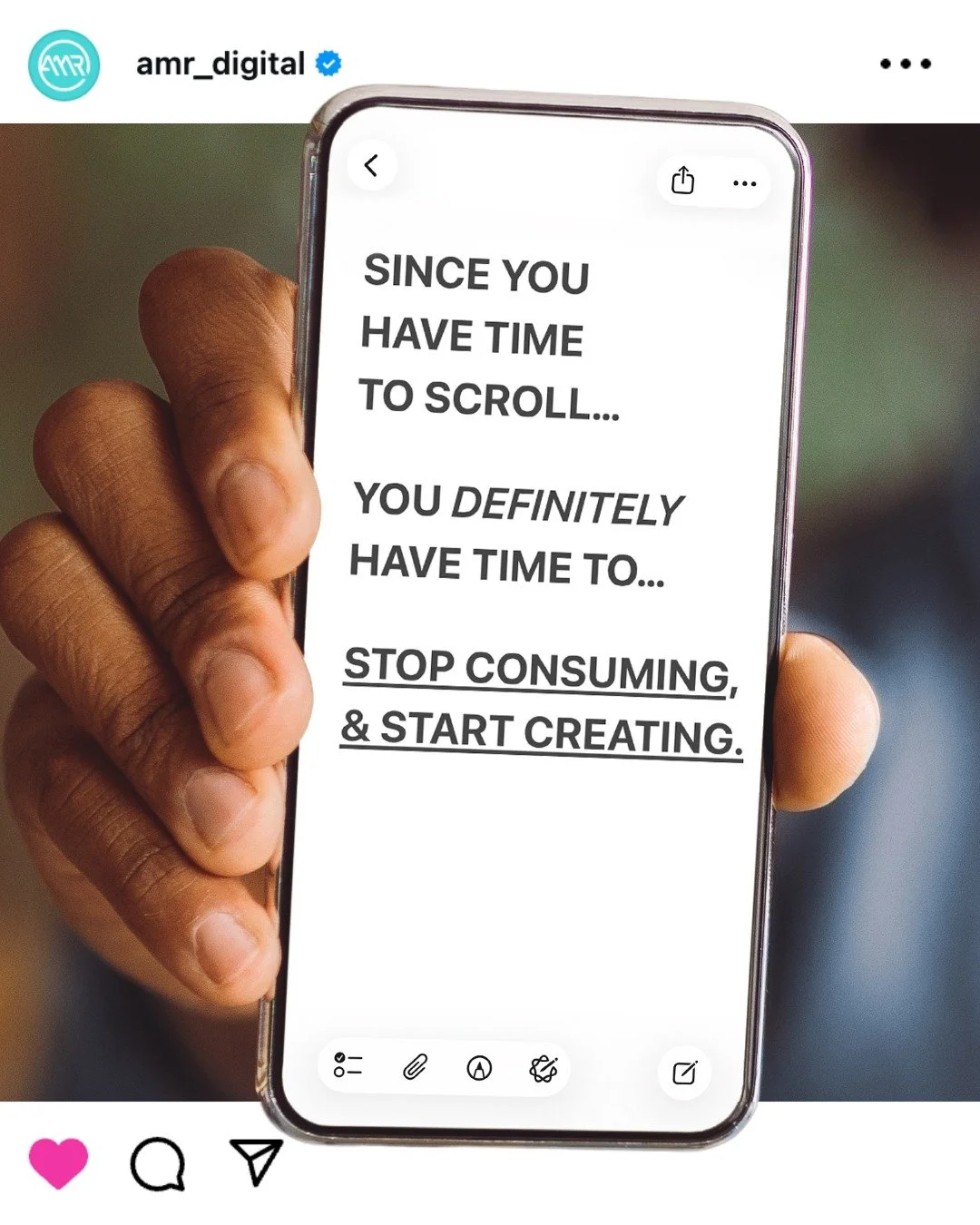 Just a little tough love 🥰 

#AMRDigital #socialmedia #sinceyouhavetimetoscroll #contentcreator