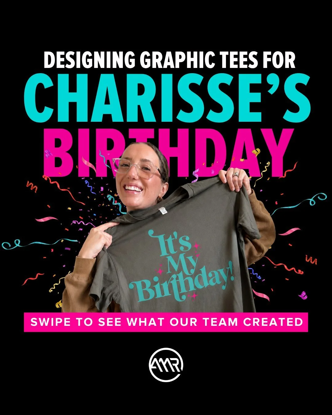Sending a BIG OL HAPPY BIRTHDAY to our graphic tee-loving, pro football mom, graphic design wizard @charimoratelli! 🎉🎂 

We decided to put our Charisse-inspired design caps on and create something special for her this year. How&rsquo;d we do?? 😆


