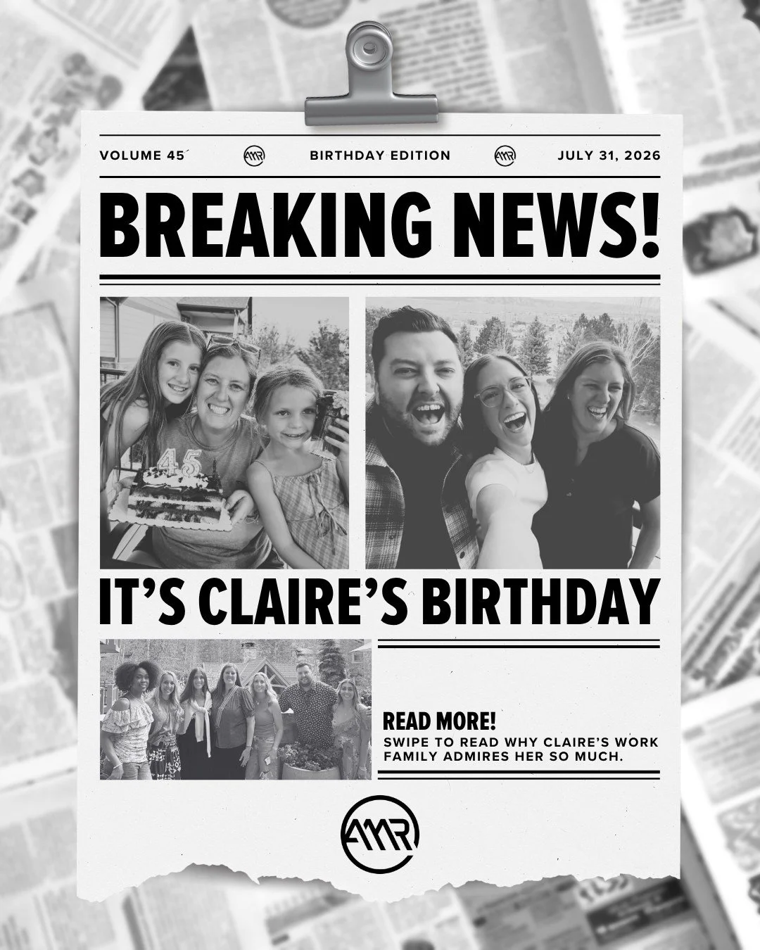 EXTRA EXTRA! 📣

Read all about @clairespragoo for her birthday!!! 🎂

You all know her as the one and only Creative Director, world's best Mom and wife, champion of overnight dance camp, and professional holding-it-all-togetherer.

But to us, Claire