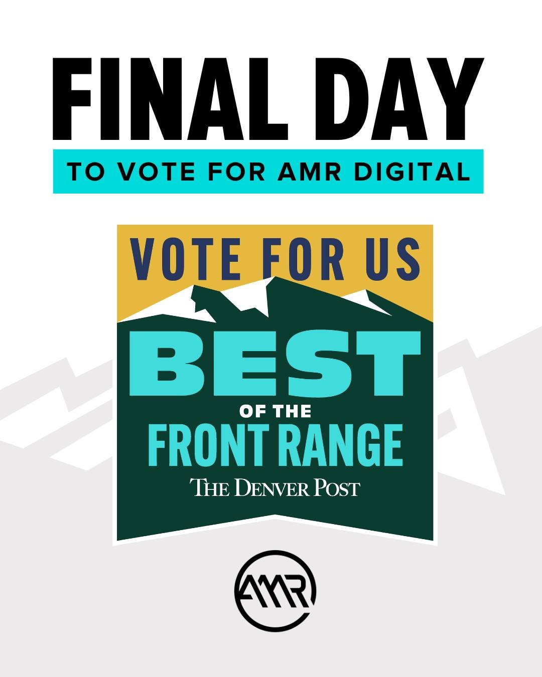 🚨 FINAL DAY TO VOTE! 🚨

Today is your last chance to help AMR Digital take home 2026 Best of the Front Range in Advertising/Marketing! 

We&rsquo;re incredibly grateful to everyone who has already taken the time to vote for us. If you haven&rsquo;t
