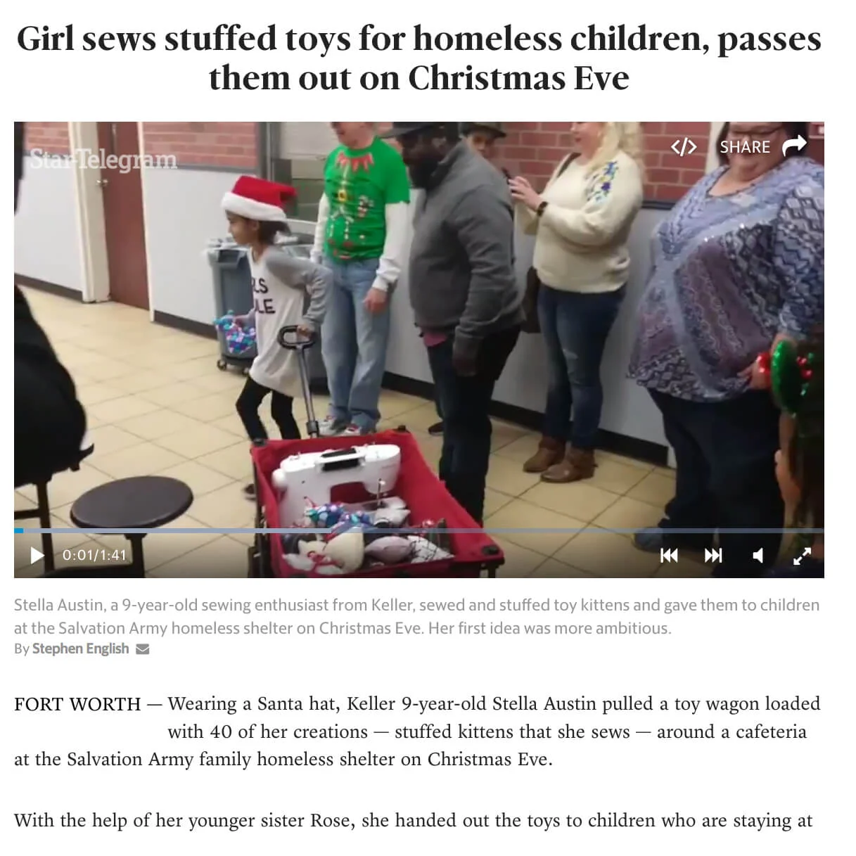 Girl Sews Stuffed Toys for Homeless Children