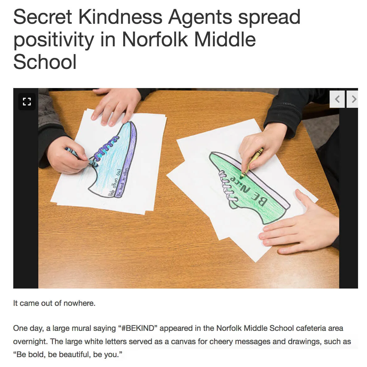 Secret Kindness Agents at Norfolk Middle
