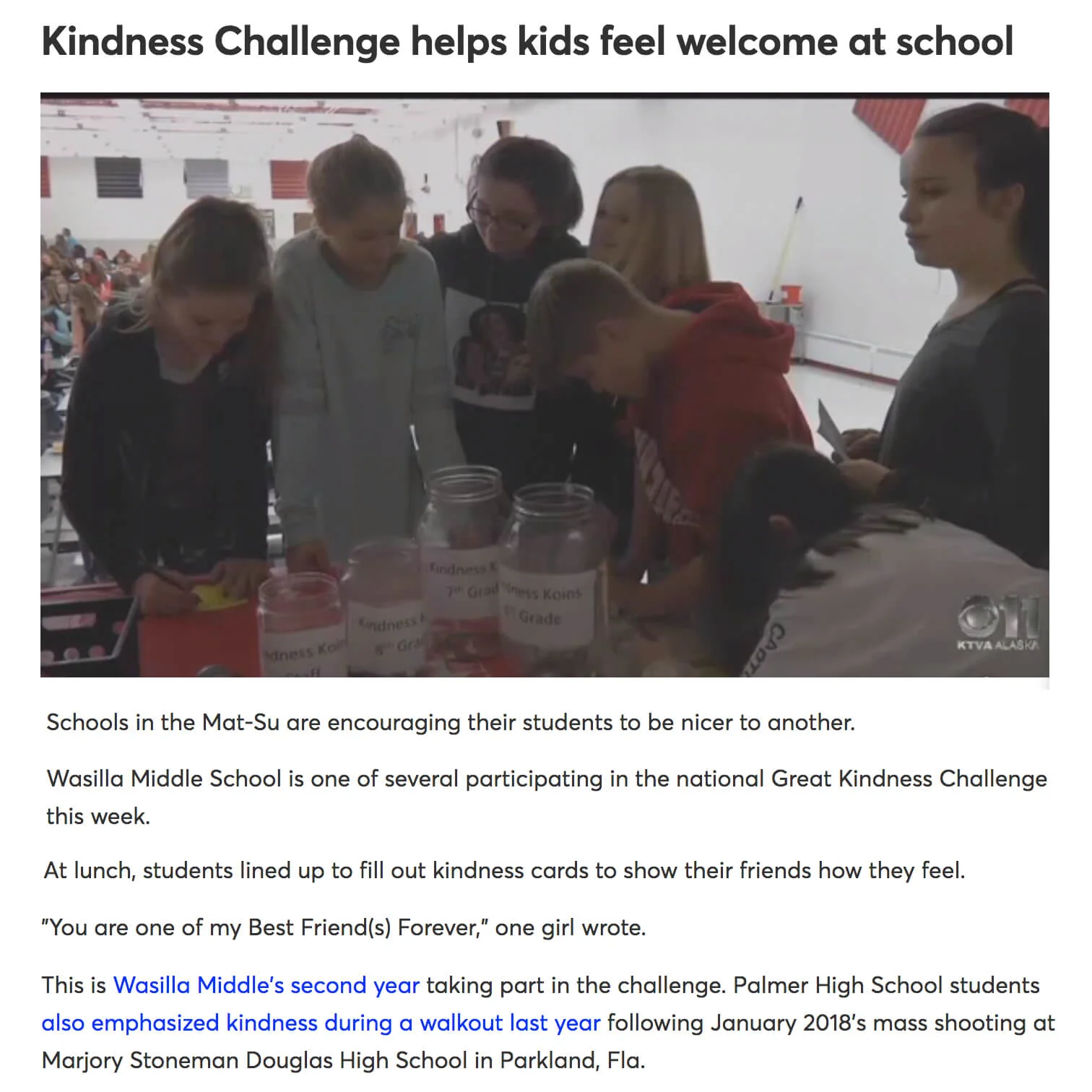 Kindness Cards at Lunch