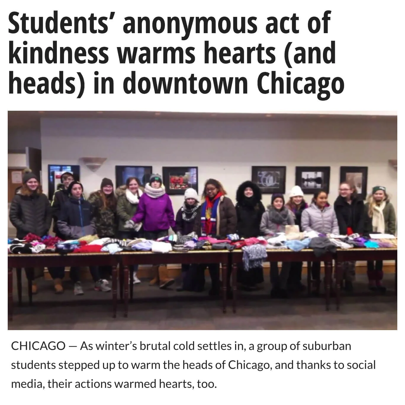 Scarves for Homeless in Chicago
