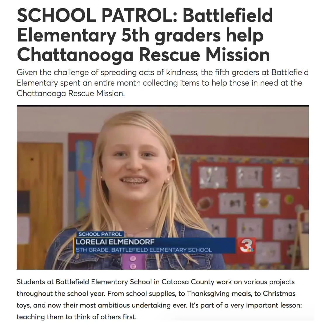 Collection for Chattanooga Rescue Mission