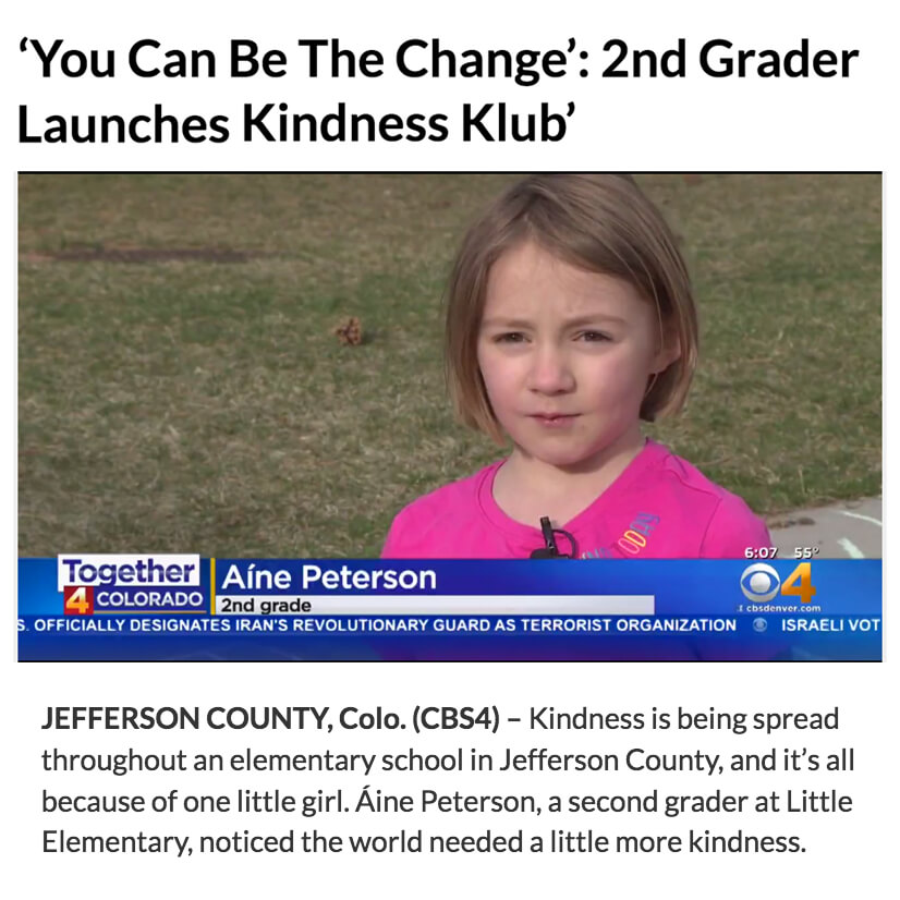 Second Grader Launches Kindness Klub