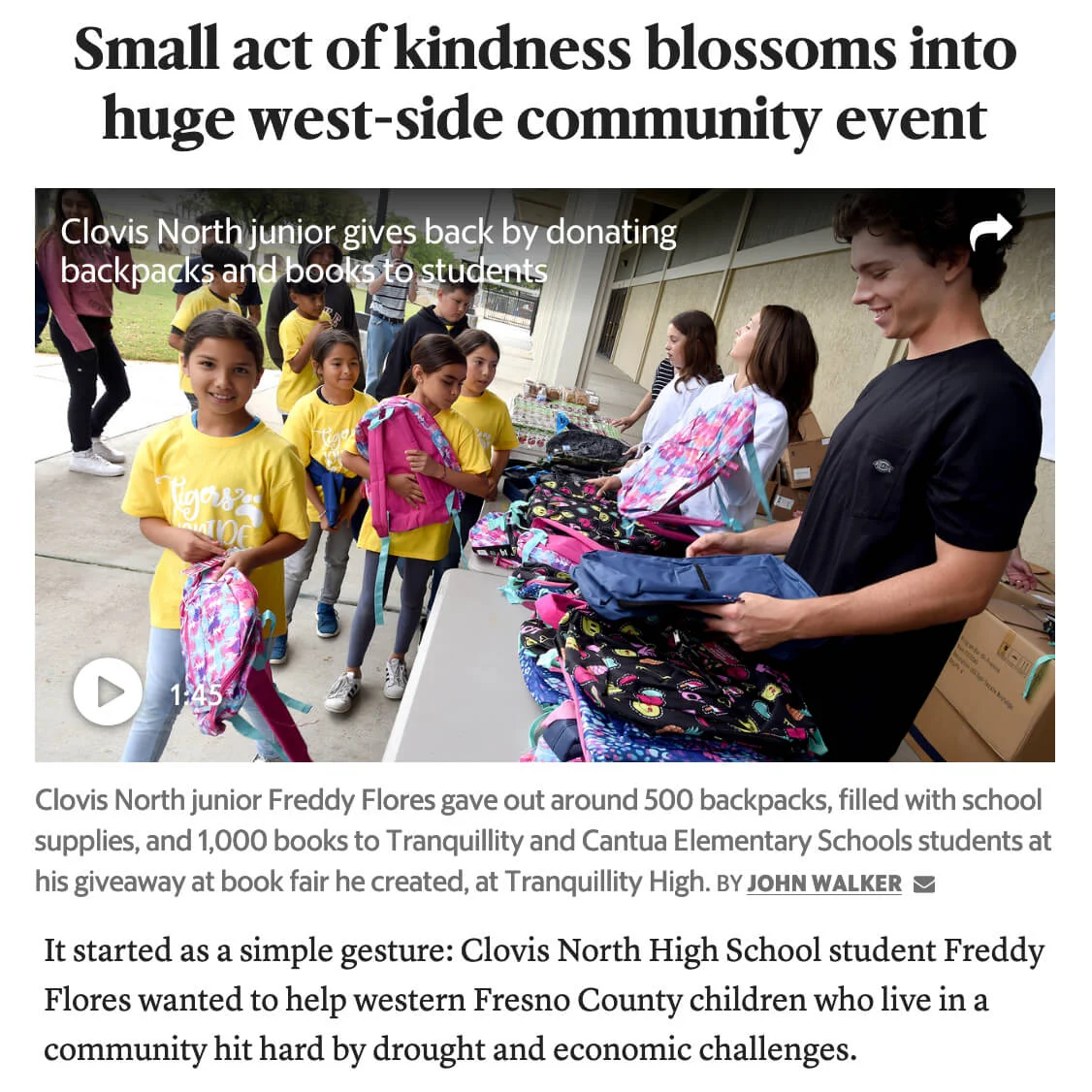 Freddy Flores Backpack Donations