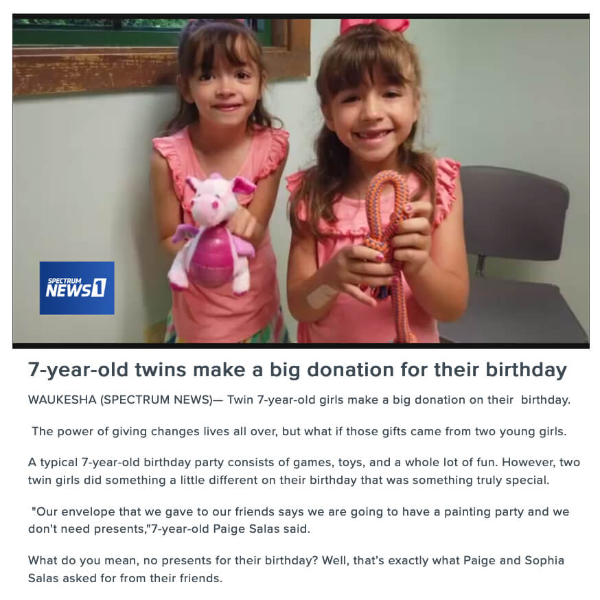 Twins donate to shelter for birthday