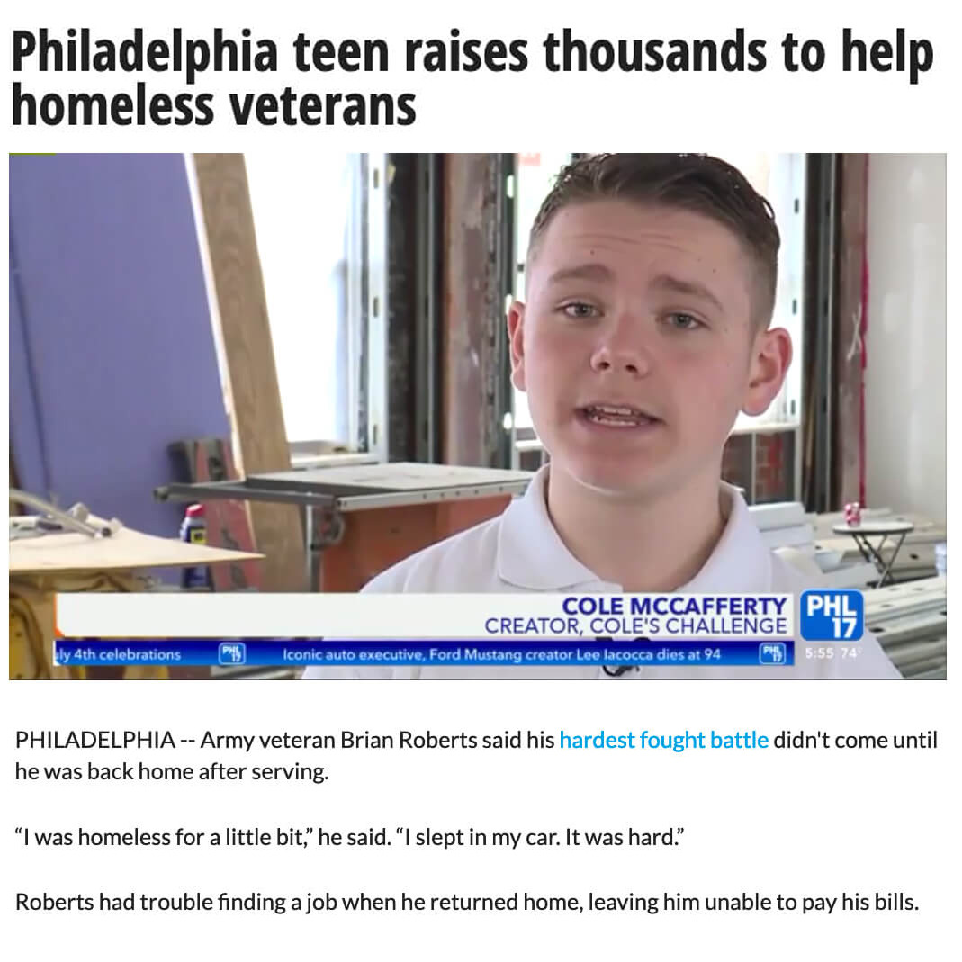 Teen Helps Homeless Vets