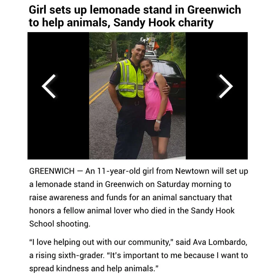 Lemonade Stand for Animals Honoring Sandy Hook