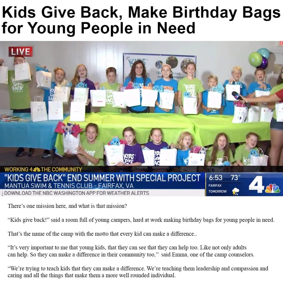 Kids Give Back Birthday Bags