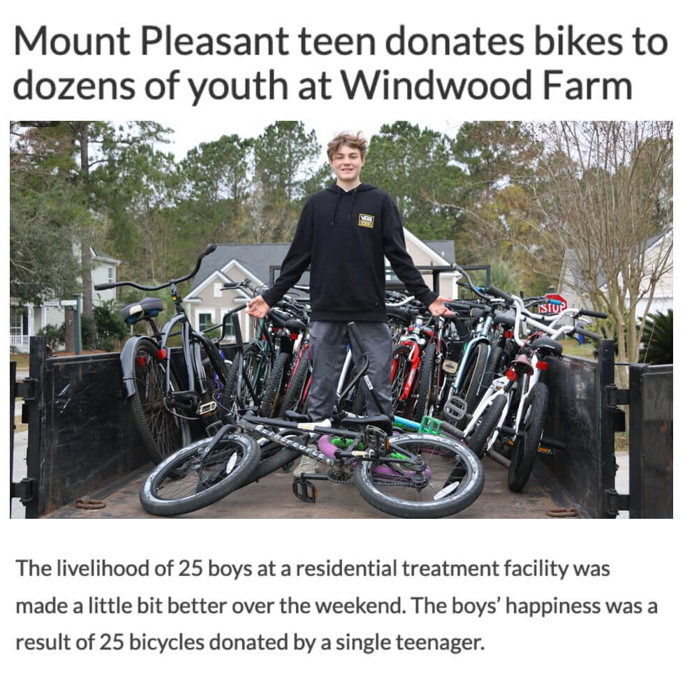 Teen Donates 25 Bikes