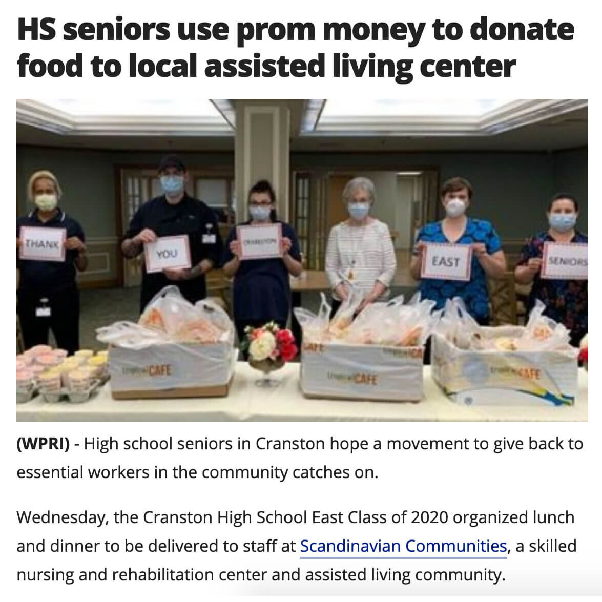 Prom Money to Donate Food