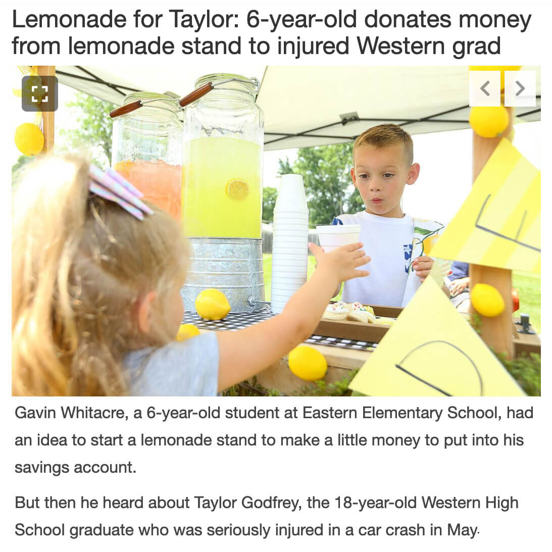 Lemonade Stand for Hospitalized Western Grad