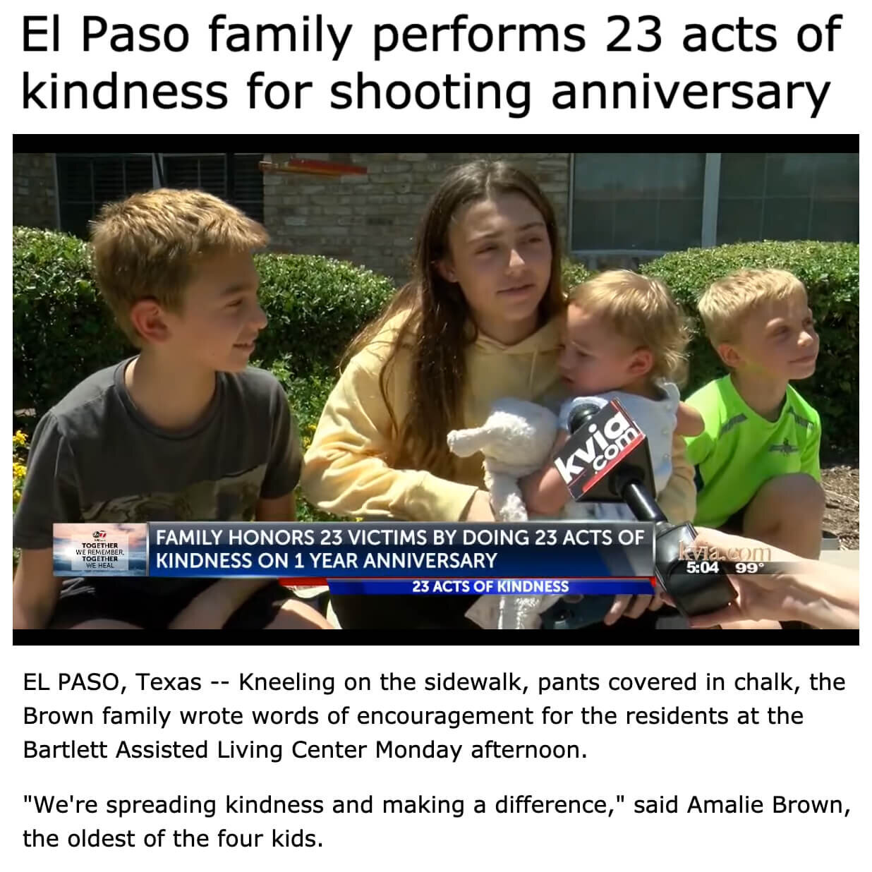 Twenty-three Acts of Kindness to Honor El Paso Victims