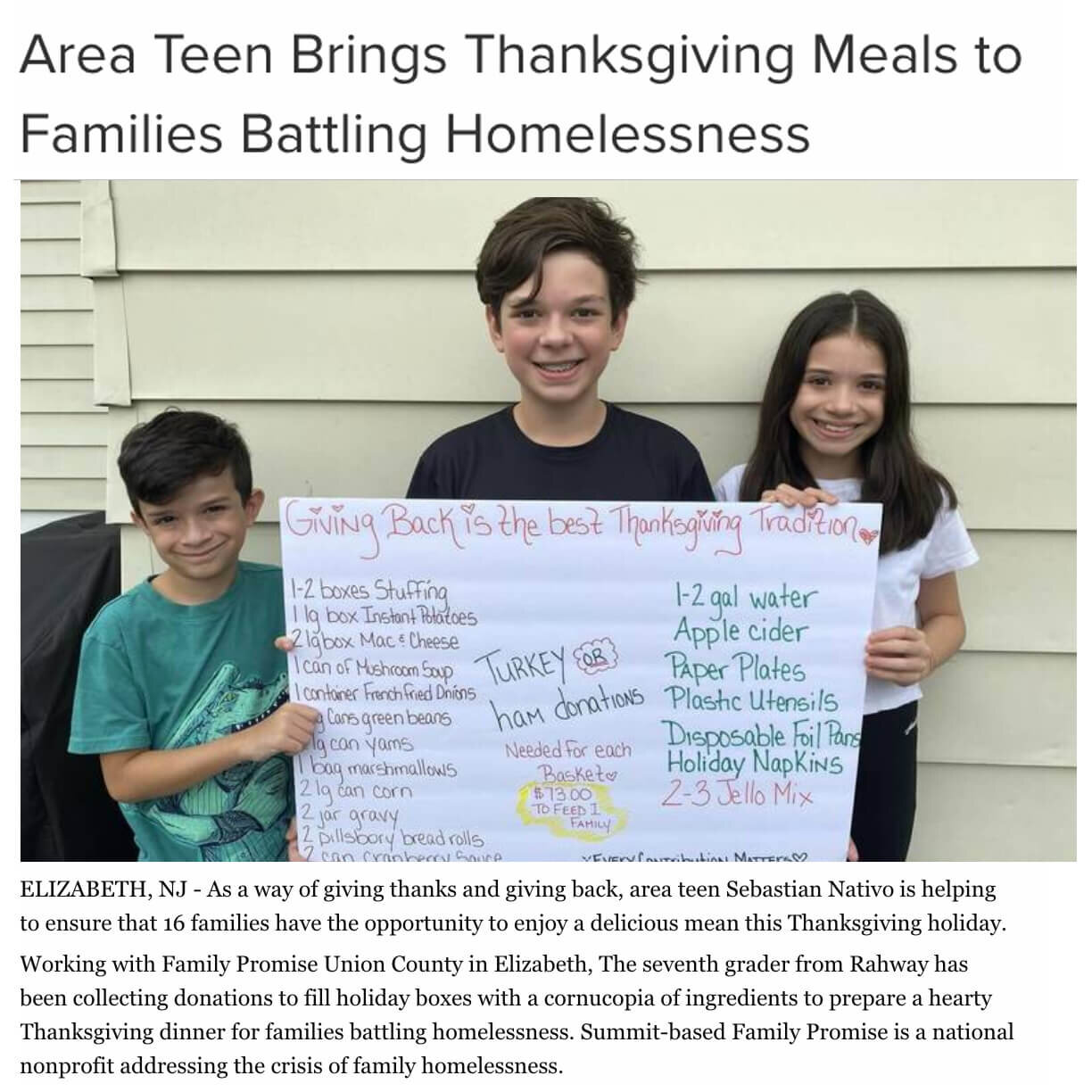 Sebastian's Acts of Kindness