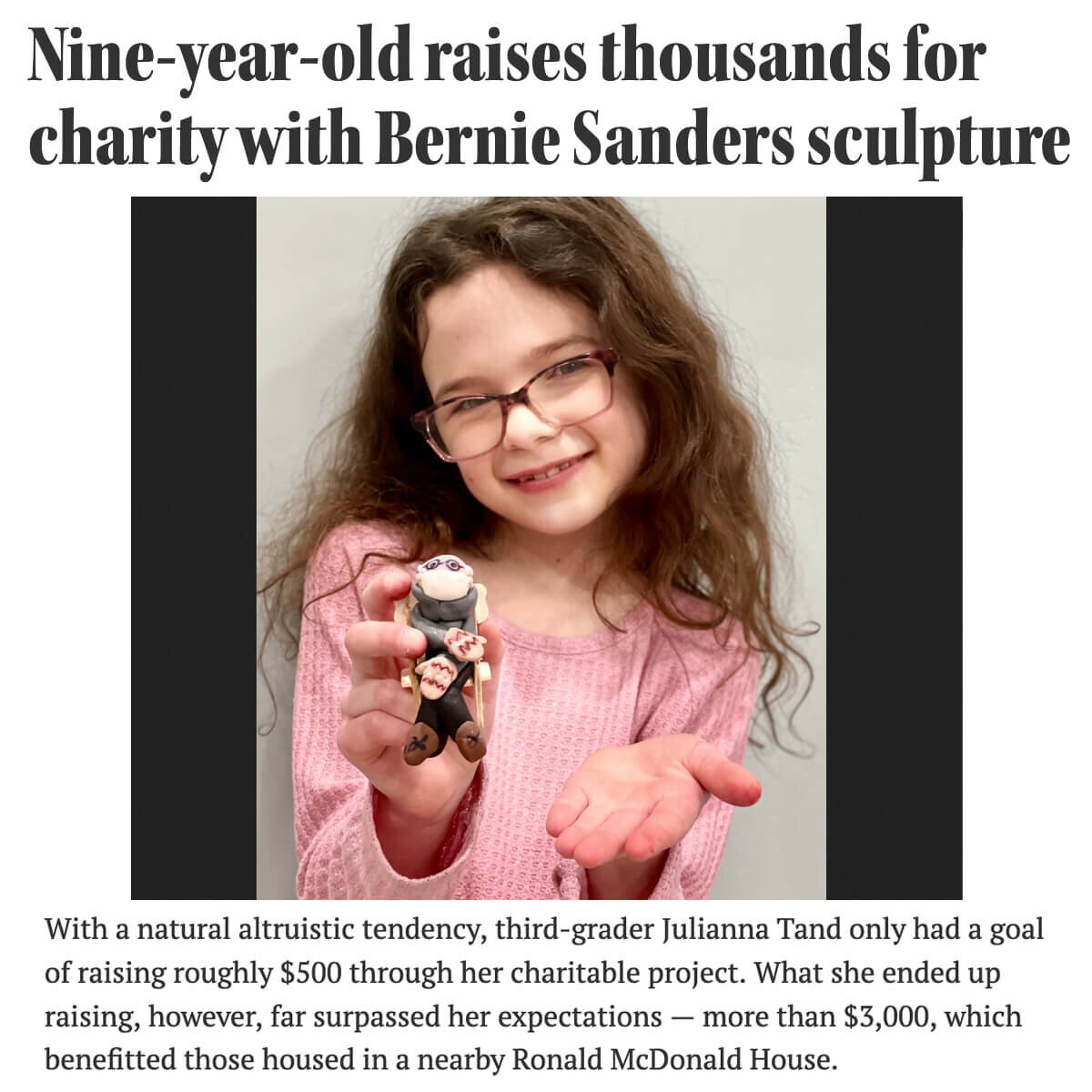 Bernie Sanders Figurine for Ronald McDonald House