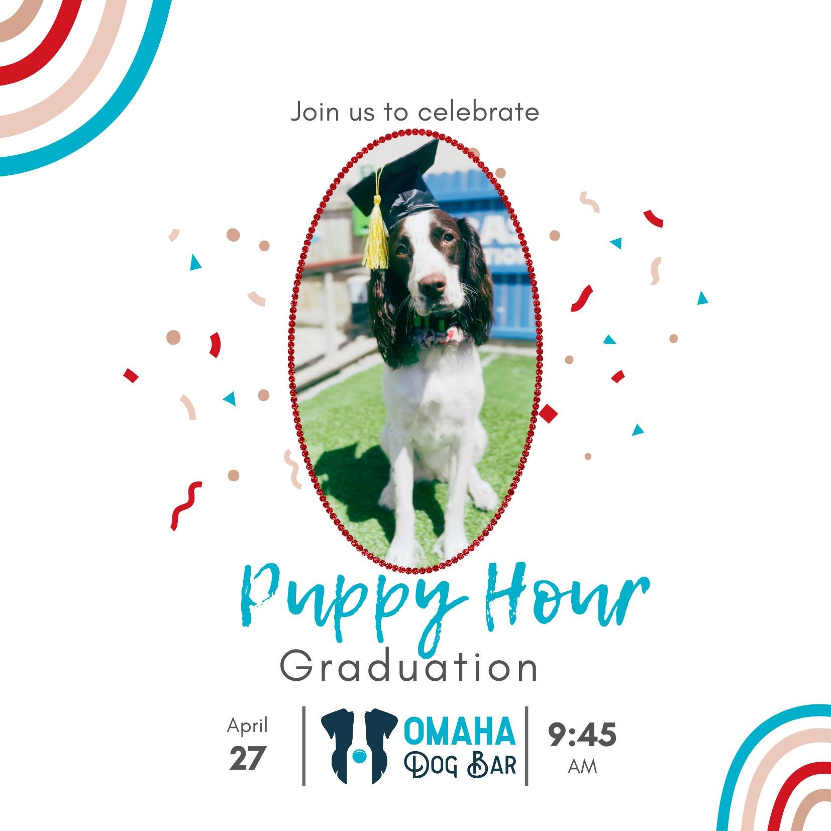 We are SO excited to share with you that we&rsquo;ll be holding our very first Puppy Hour Graduation! 

Join us for a heartwarming celebration as we honor our puppies who are about to &quot;age out&quot; of Puppy Social Hour. We'll have a short and s