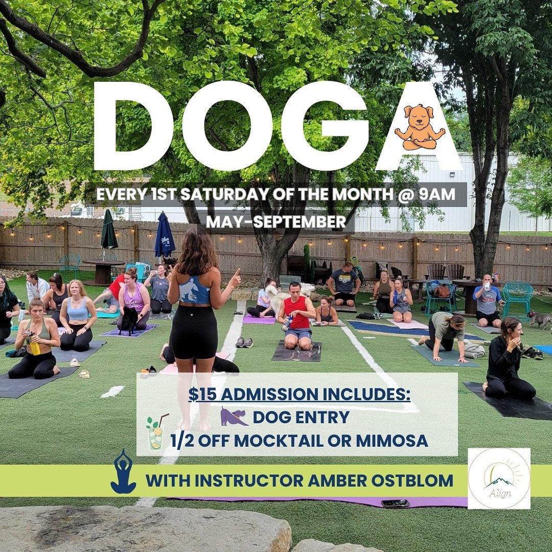 Come for Doga, stay for play! Join us this Saturday from 9AM-10AM for our first one of the season! These classes are open to yogis of all levels. No pre-register needed, just show up and pay at door.

&mdash;&gt;$15 admission
&mdash;&gt;Includes dog 