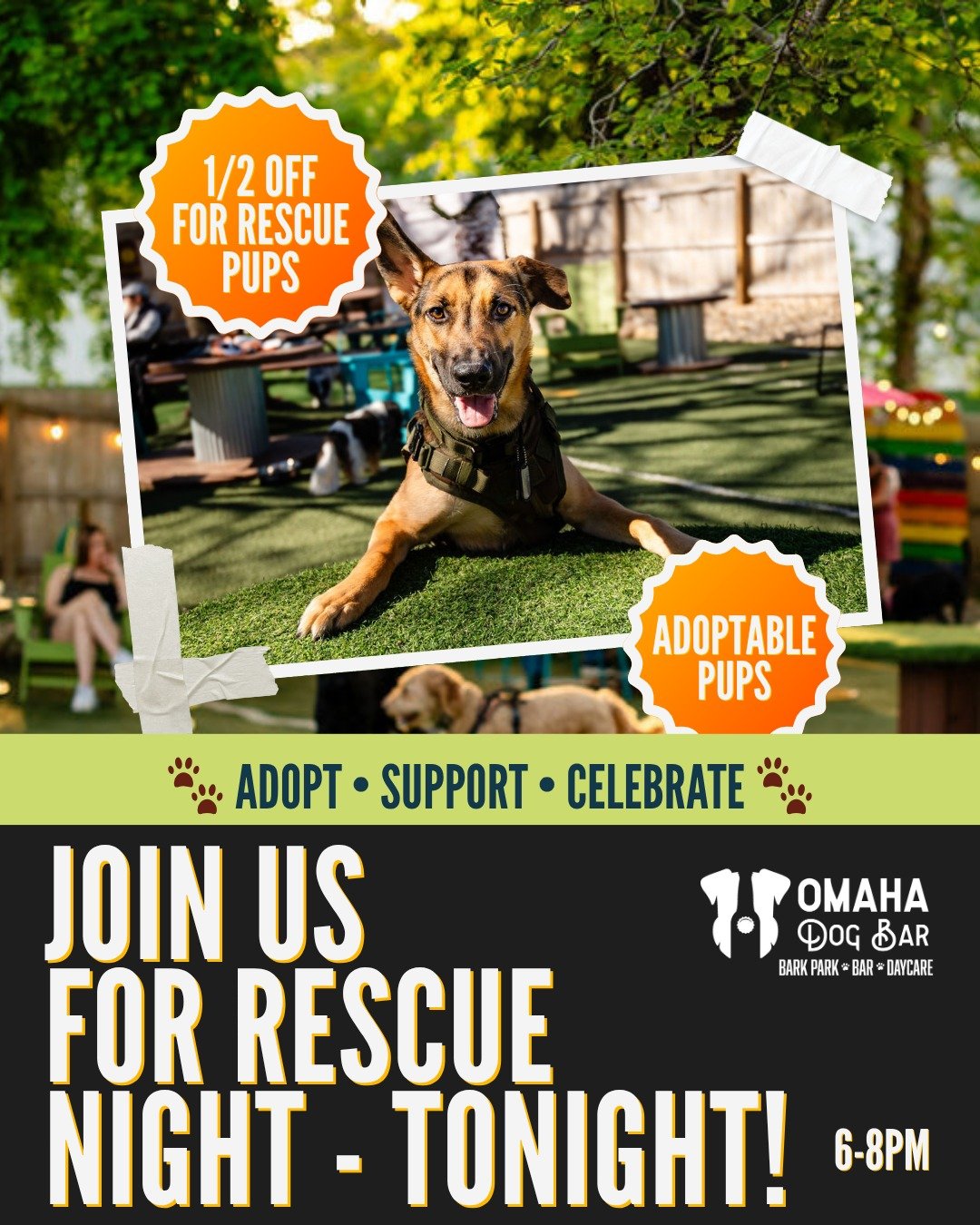 🐾 Rescue Night is TONIGHT! 🐾
Rescue pups get 1/2 off admission from 6&ndash;8 PM! 🎉

Come hang out, connect with local rescues, and celebrate the pups who found their forever homes. ❤️

Tonight we will have @taysiablue set up with a few adoptable 