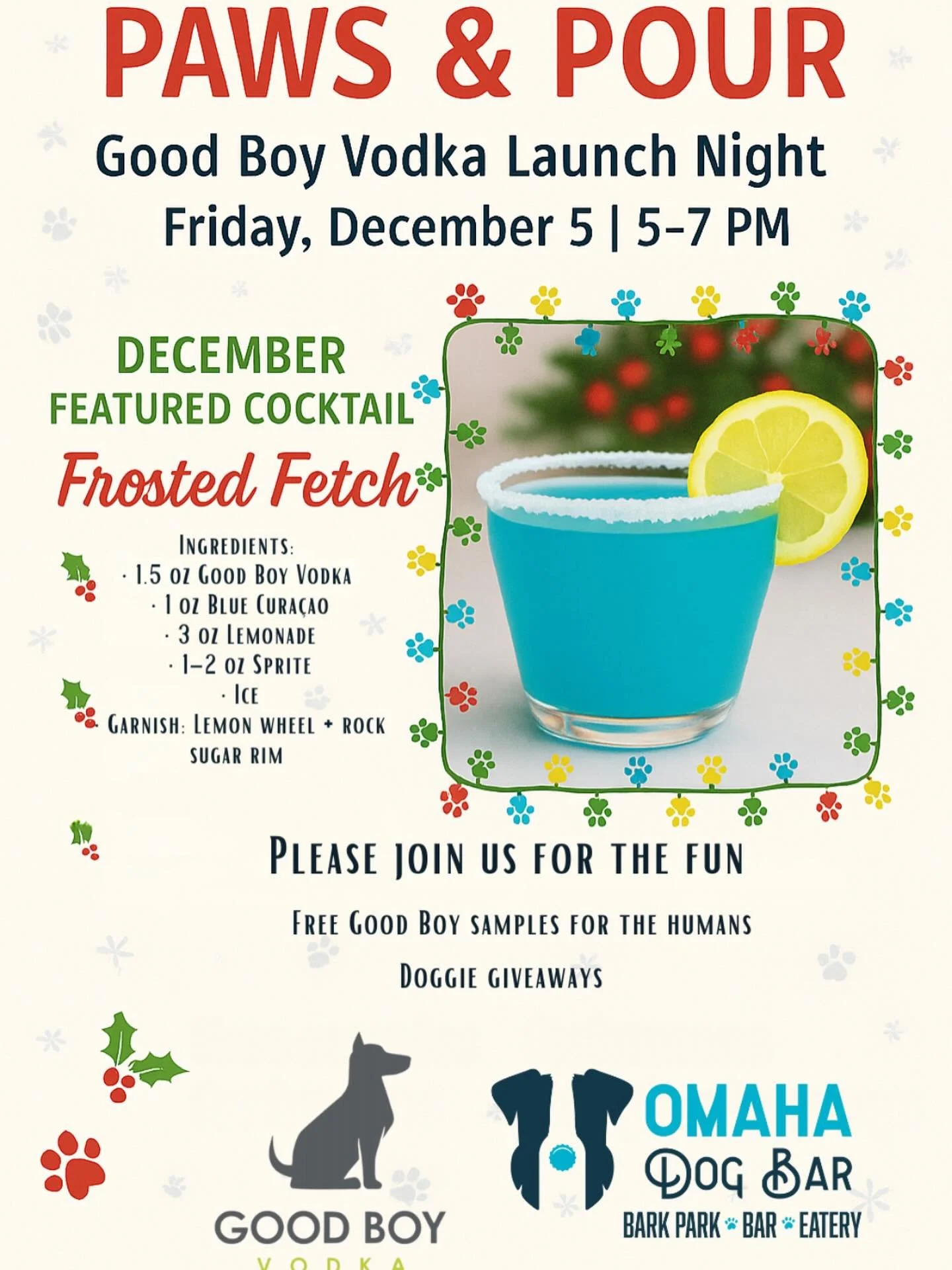 🍸🐾Calling all Good Boys and Good Girls: it&rsquo;s time to fetch a drink&mdash;literally. 🐾🍸

‼️Join us on, Friday Dec. 5th from 5&ndash;7pm, we&rsquo;re hosting a Good Boy Vodka tasting event ‼️ @goodboyvodka 

🎉Enjoy free samples, try our feat
