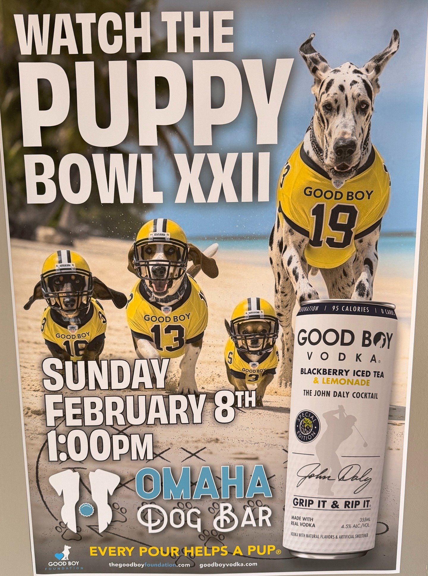 🏈🐶 Come watch the Puppy Bowl with us tomorrow, Sunday, Feb 8th at 1PM! We hosted our own last week&hellip; but now it&rsquo;s time for the big show. Catch all the cuteness on all our TVs!

PLUS our friends at Good Boy Vodka are hooking you up with 