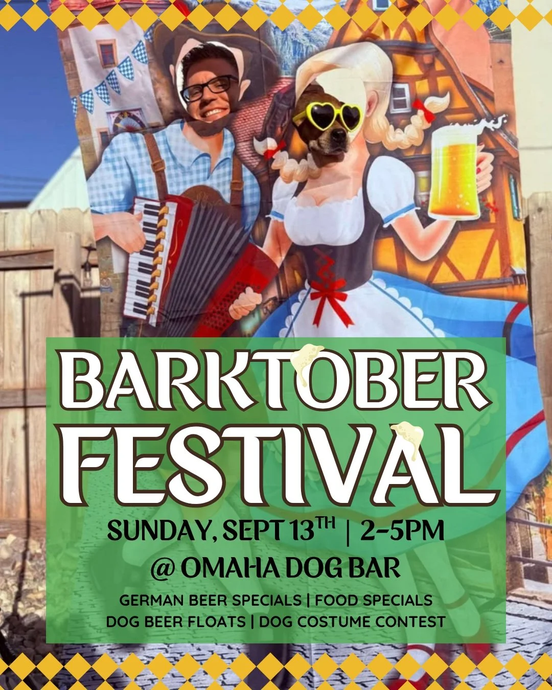 🍺🐾 Barktoberfest at Omaha Dog Bar! 🥨🌭

Come on out for our 4th annual BARKtoberfest on Sunday, September 13th from 2-5PM. Here&rsquo;s what we got cookin':

🍺 German beer specials
🥨 Giant pretzels &amp; grilled brats
🐾 Dachshund Meetup &amp; W