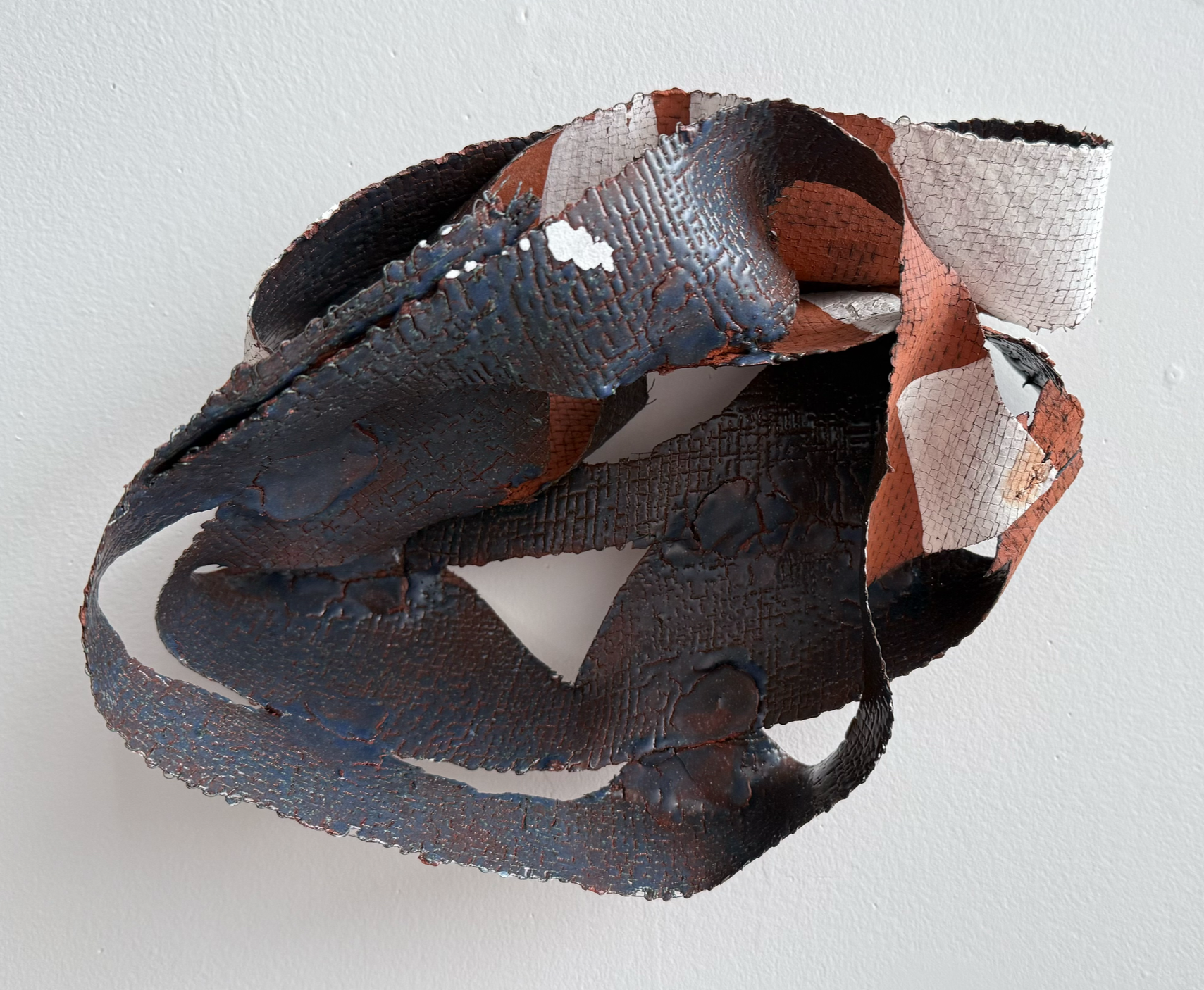 Collapsed Figures;
2024;
ceramic, handwoven wire, glaze;
Price: $800