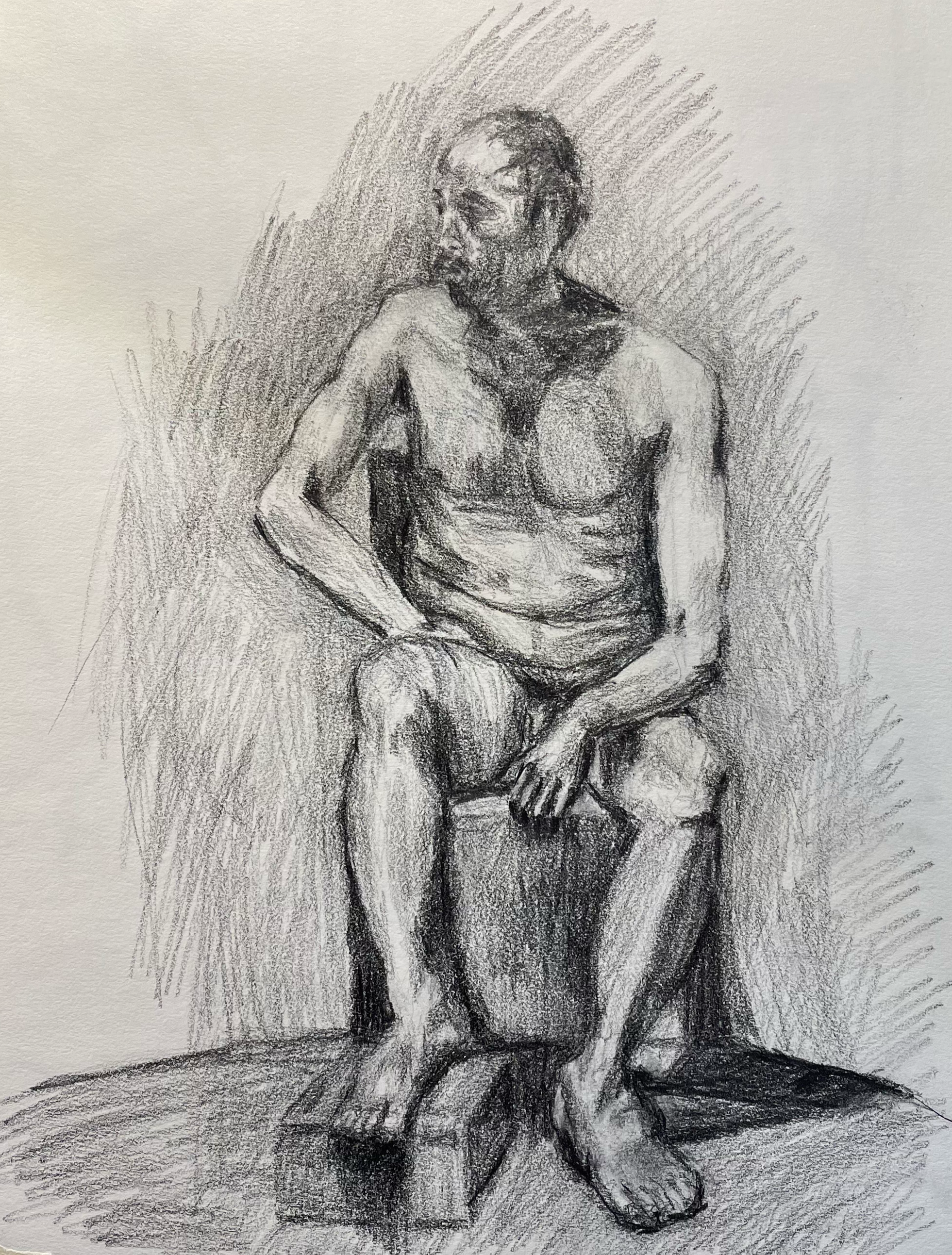 Seated Figure, after Picassso,
Graphite on paper,
Price: $100