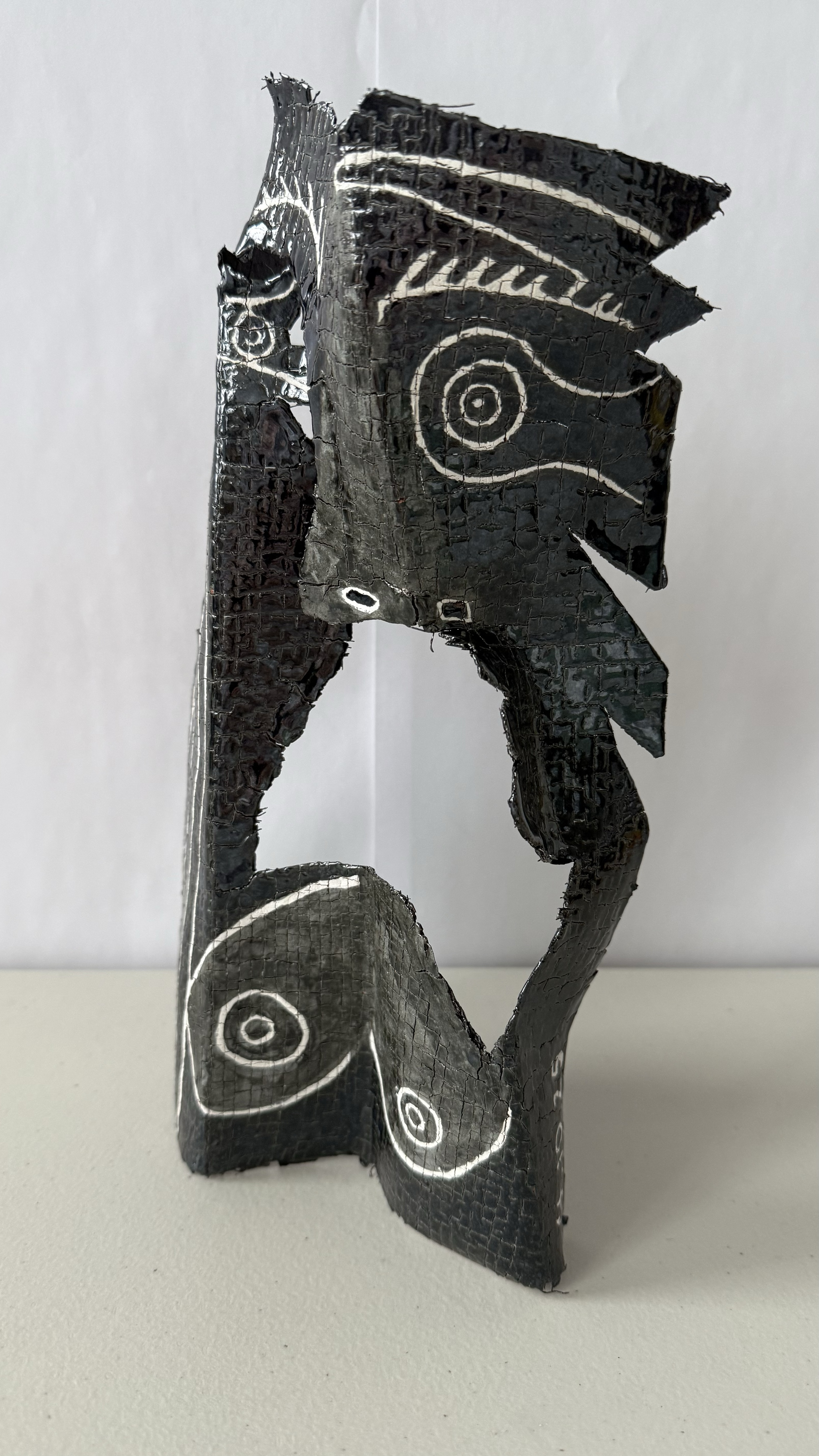 Glaze on cut and folded ceramic from a handwoven sheet, after Picasso;
ceramic, handwoven wire, glaze;
Price: $800