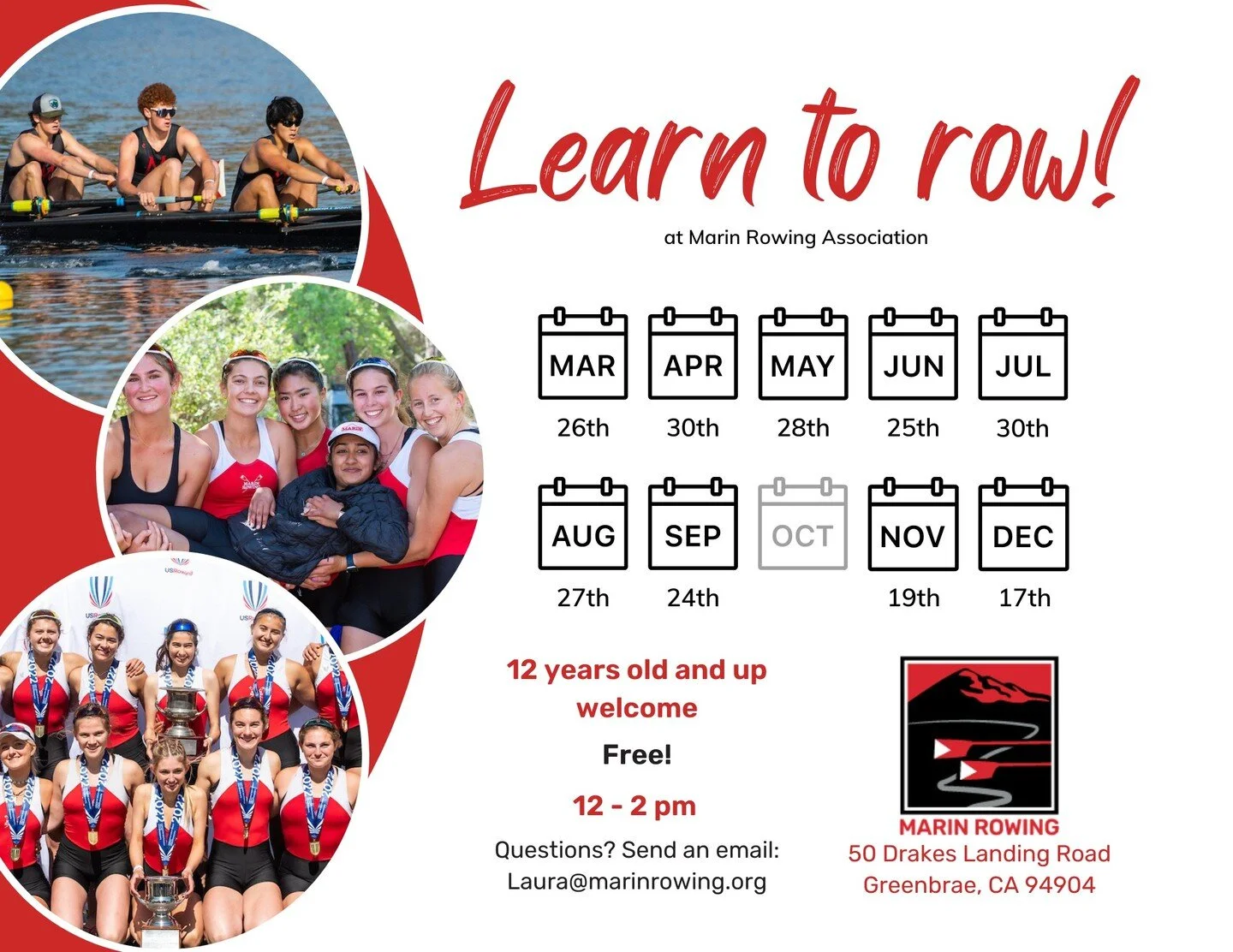 Have you always wondered what rowing is really like? Come to our Open Boathouse Community Days, where you and your family can come meet coaches, and community members, see the boats, learn how to row, and eventually get out on the water! Participants