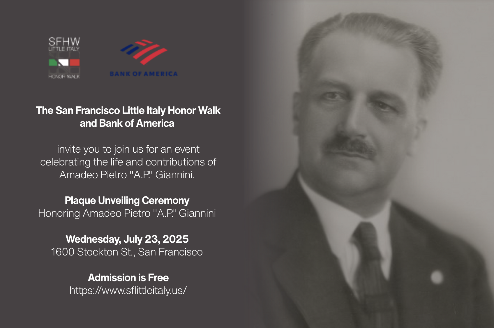 SFHW - Plaque Unveiling for A.P. Giannini